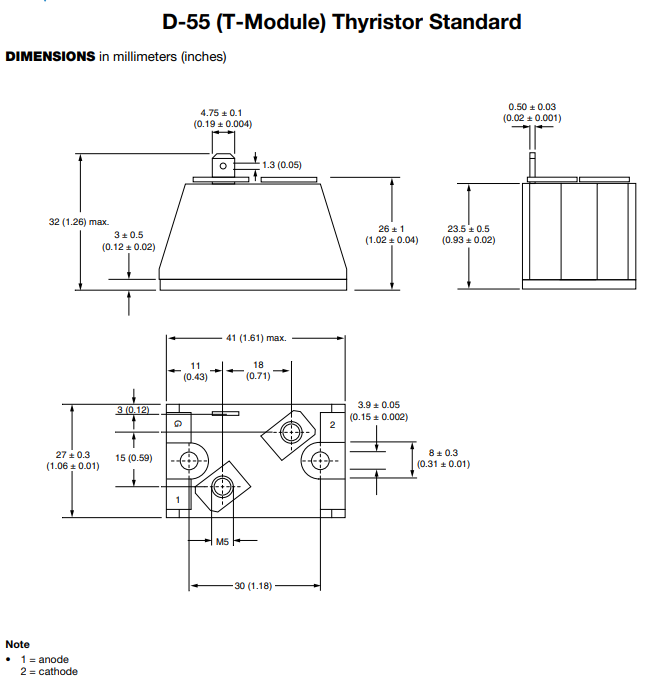 晶閘管模塊VS-T50RIA120尺寸 晶閘管模塊VS-T50RIA120尺寸